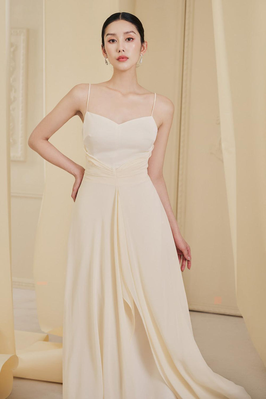 Goldie Asymmetric Semi-Heart Neck Chiffon Floor Length Dress Maxi Dress Larmes