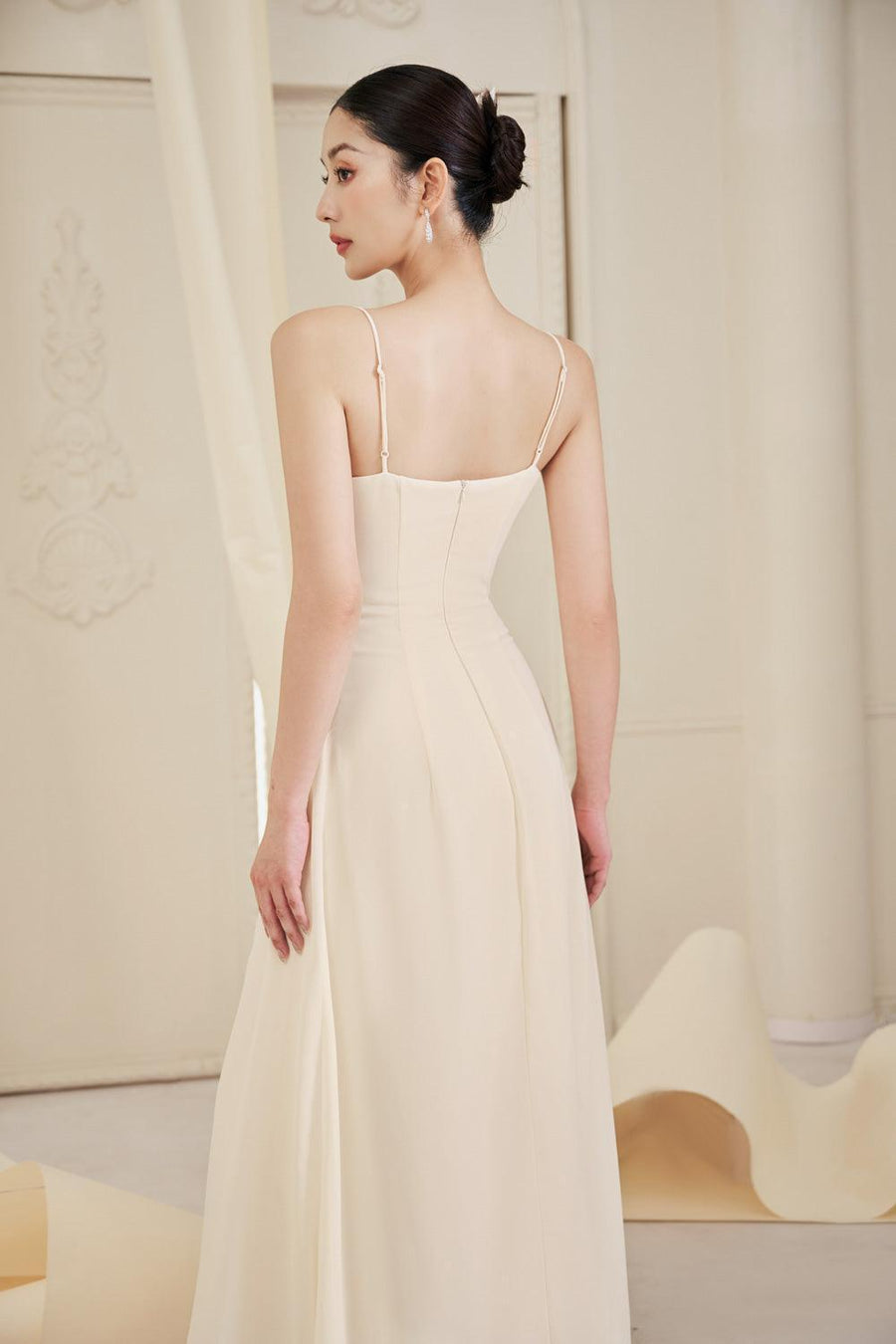 Goldie Asymmetric Semi-Heart Neck Chiffon Floor Length Dress Maxi Dress Larmes