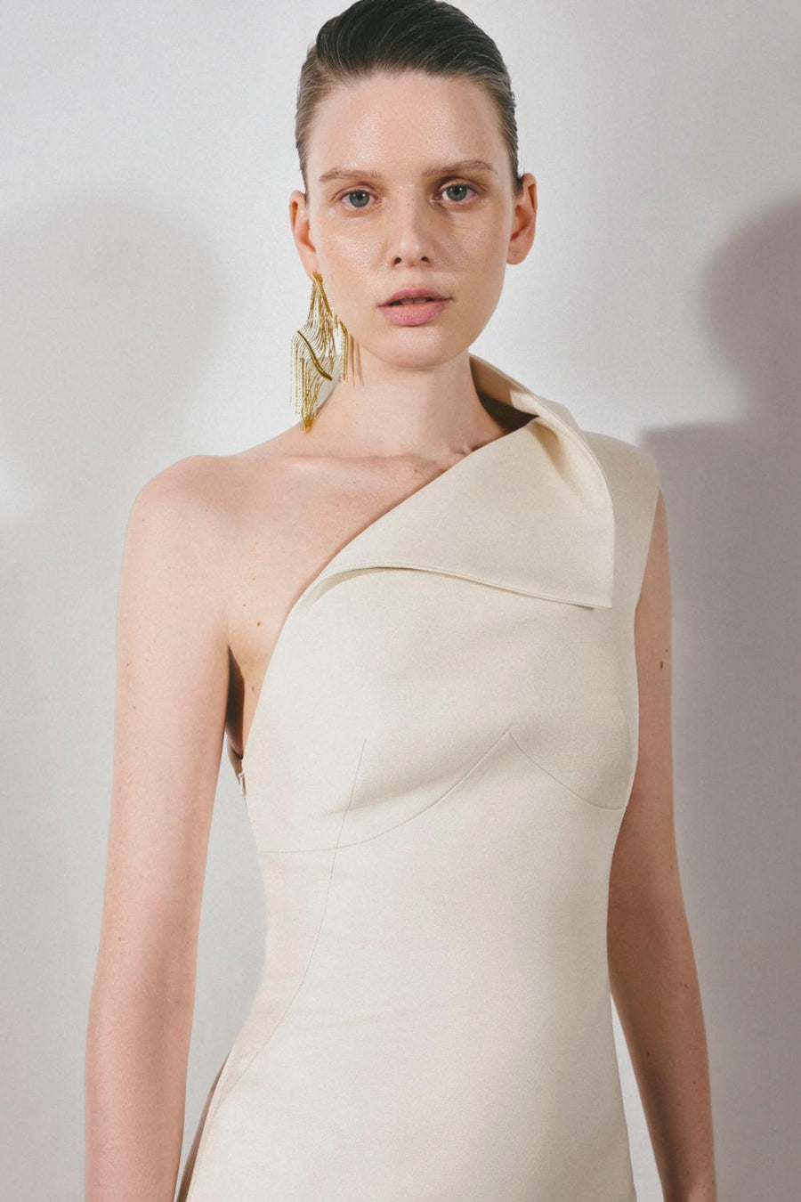 Goldie Sheath One Shoulder Satin Crepe Floor Length Dress Maxi Dress Lecia RTW