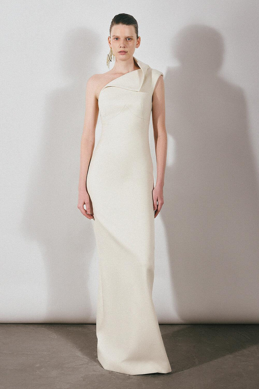 Goldie Sheath One Shoulder Satin Crepe Floor Length Dress Maxi Dress Lecia RTW