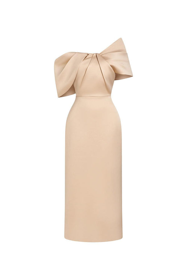 Grace Sheath Off-Shoulder Taffeta Midi Dress