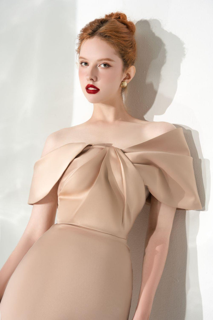 Grace Sheath Off-Shoulder Taffeta Midi Dress Midi Dress Calista de Minh Thanh