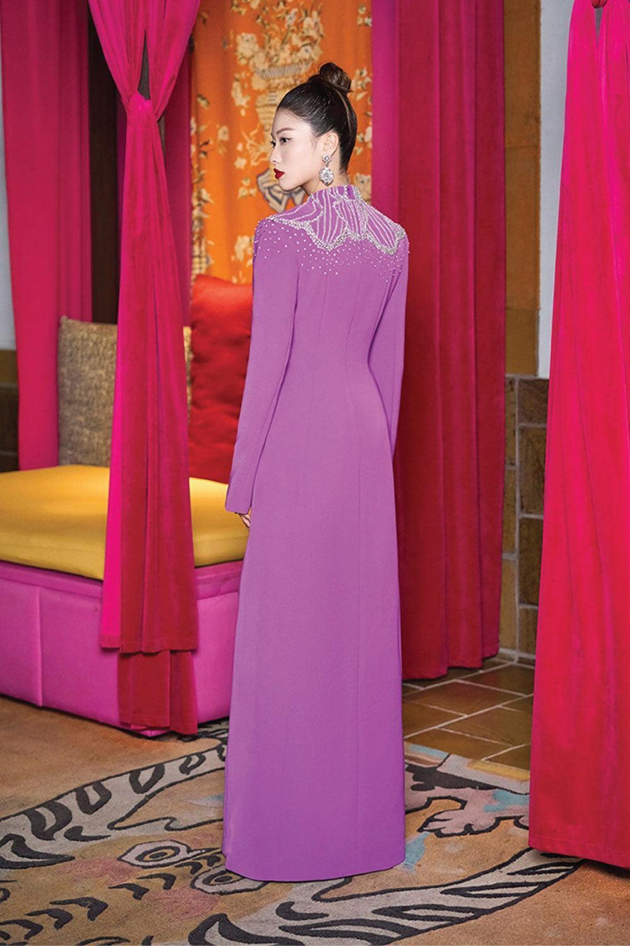 Gracen Sheath High Neck Velvet Satin Maxi Dress 4