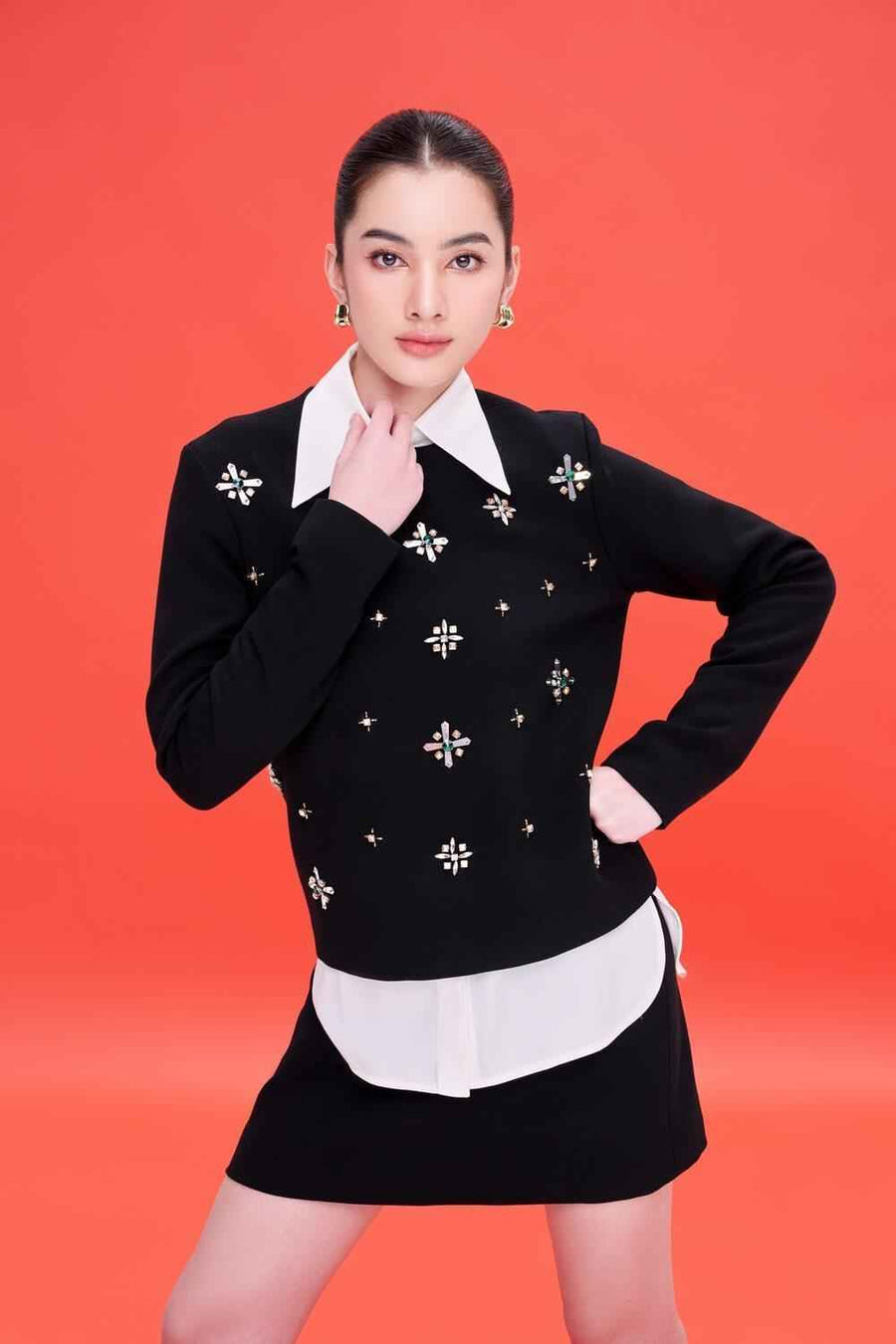 Gracie Straight Wings Collar Cotton Shirt