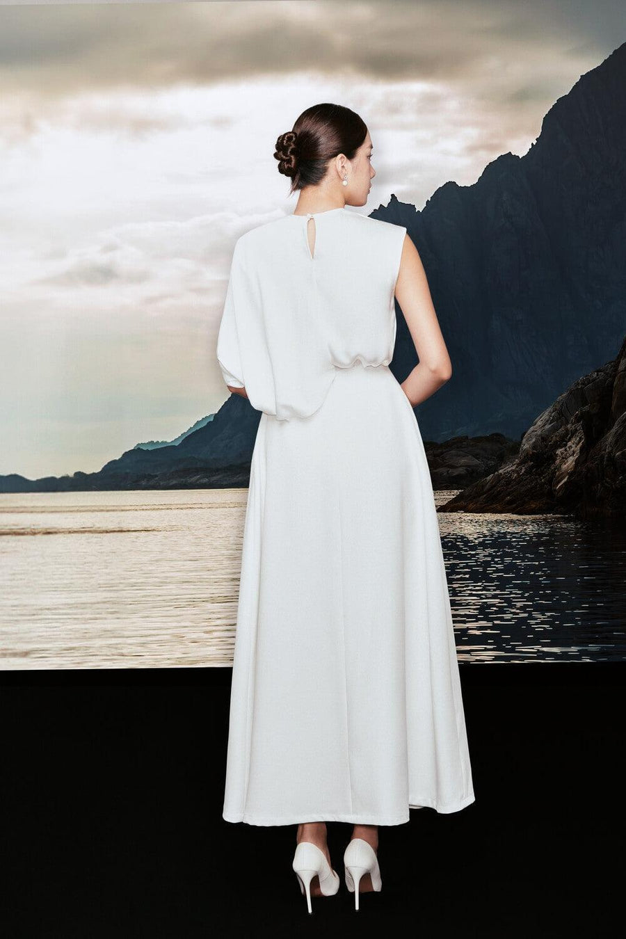 Grania Asymmetric Round Neck Silk Top Shirt Larmes