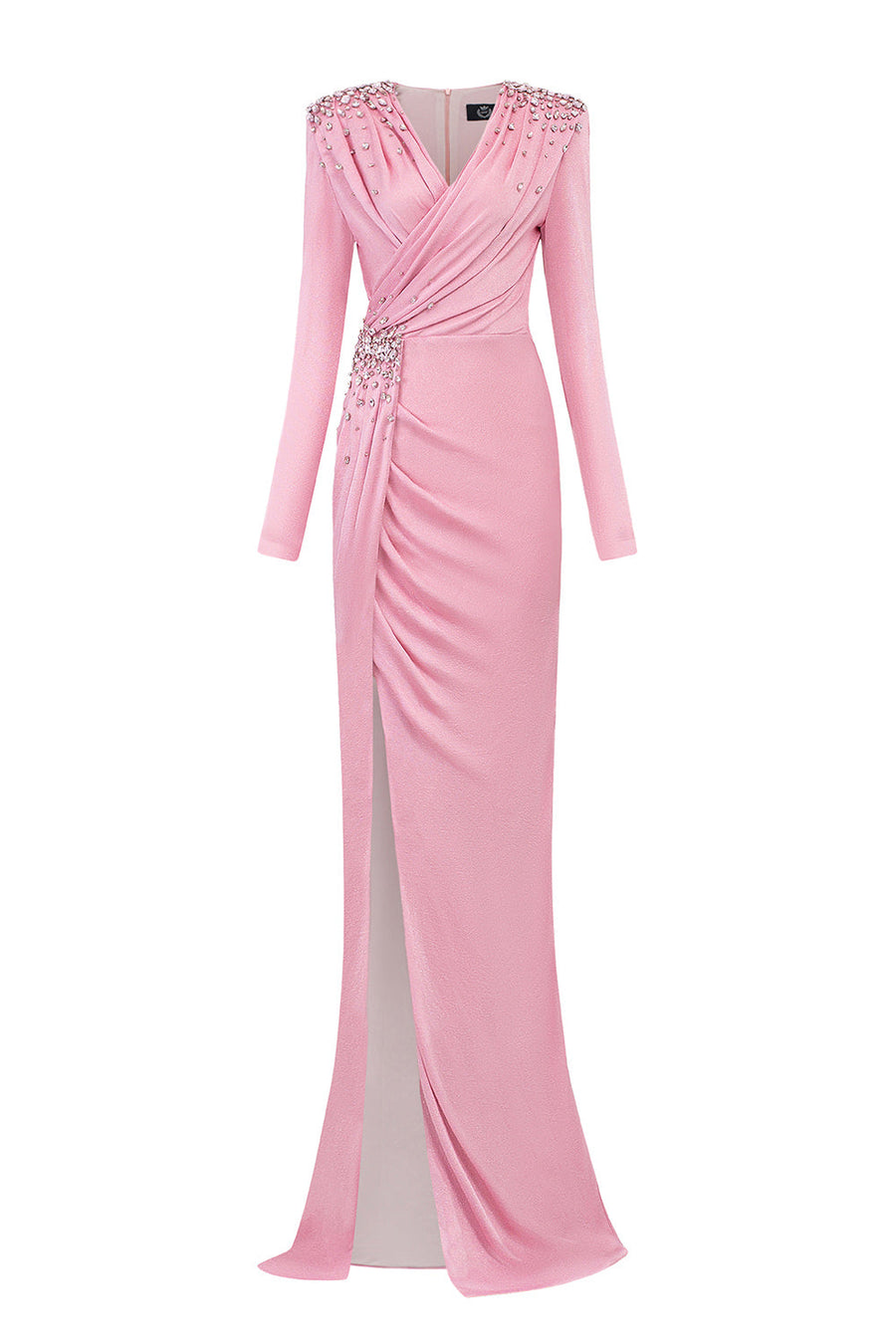 Freya Wrap V-Neck Jersey Floor Length Dress Pink Nude Gown Dress I.H.F Atelier
