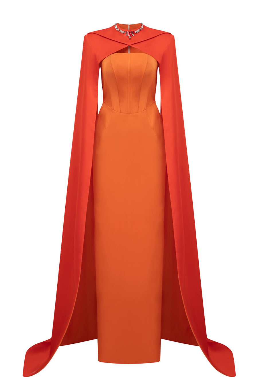Elina Cape Corset Silk Floor Length Dress Orange Gown Dress I.H.F Atelier