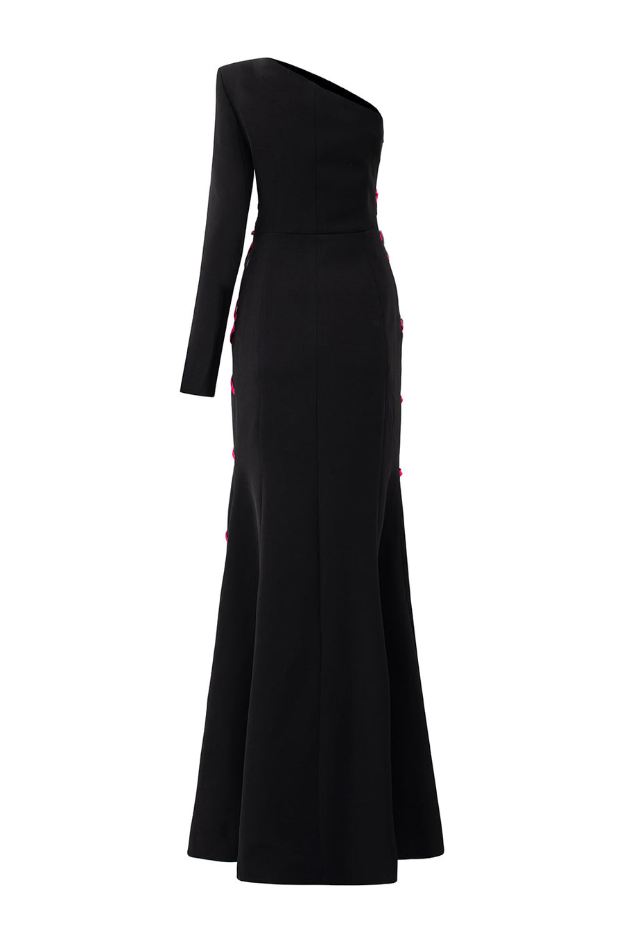Lyanna Mermaid Asymmetric Sleeved Silk Crepe Floor Length Dress Gown Dress I.H.F Atelier