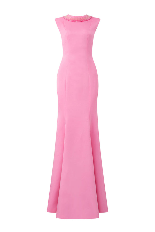 Parker Mermaid Mock Neck Silk Floor Length Dress Sakura Pink Gown Dress I.H.F Atelier