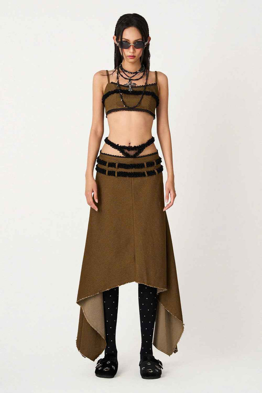 Lucia Cropped Sleeveless Khaki Top