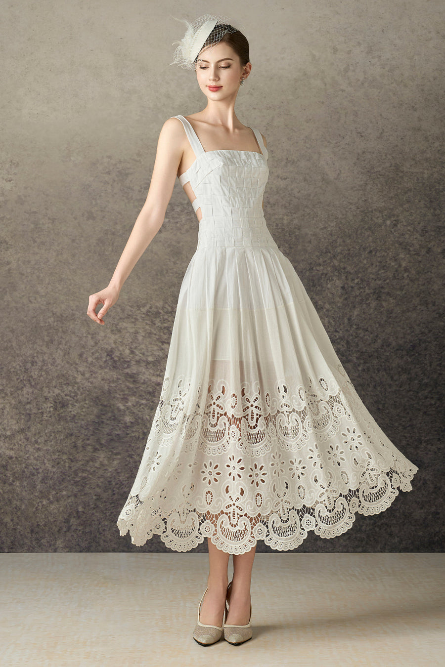 Althaea A-line Strappy Linen Calf Length Dress 6
