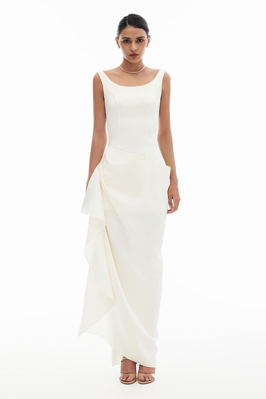 Magarita Sheath Scoop Neck Silk Blend Ankle Length Dress 1