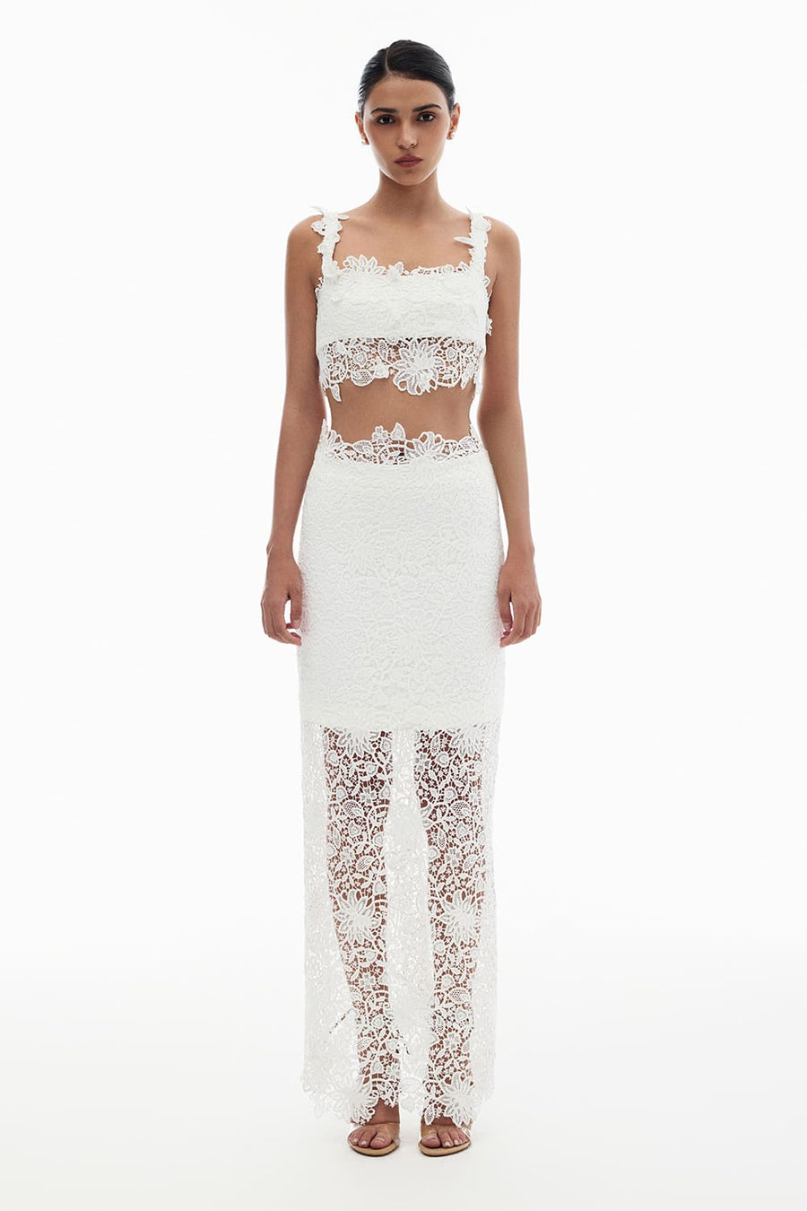 Amelie Pencil See-Through Lace Maxi Skirt 1