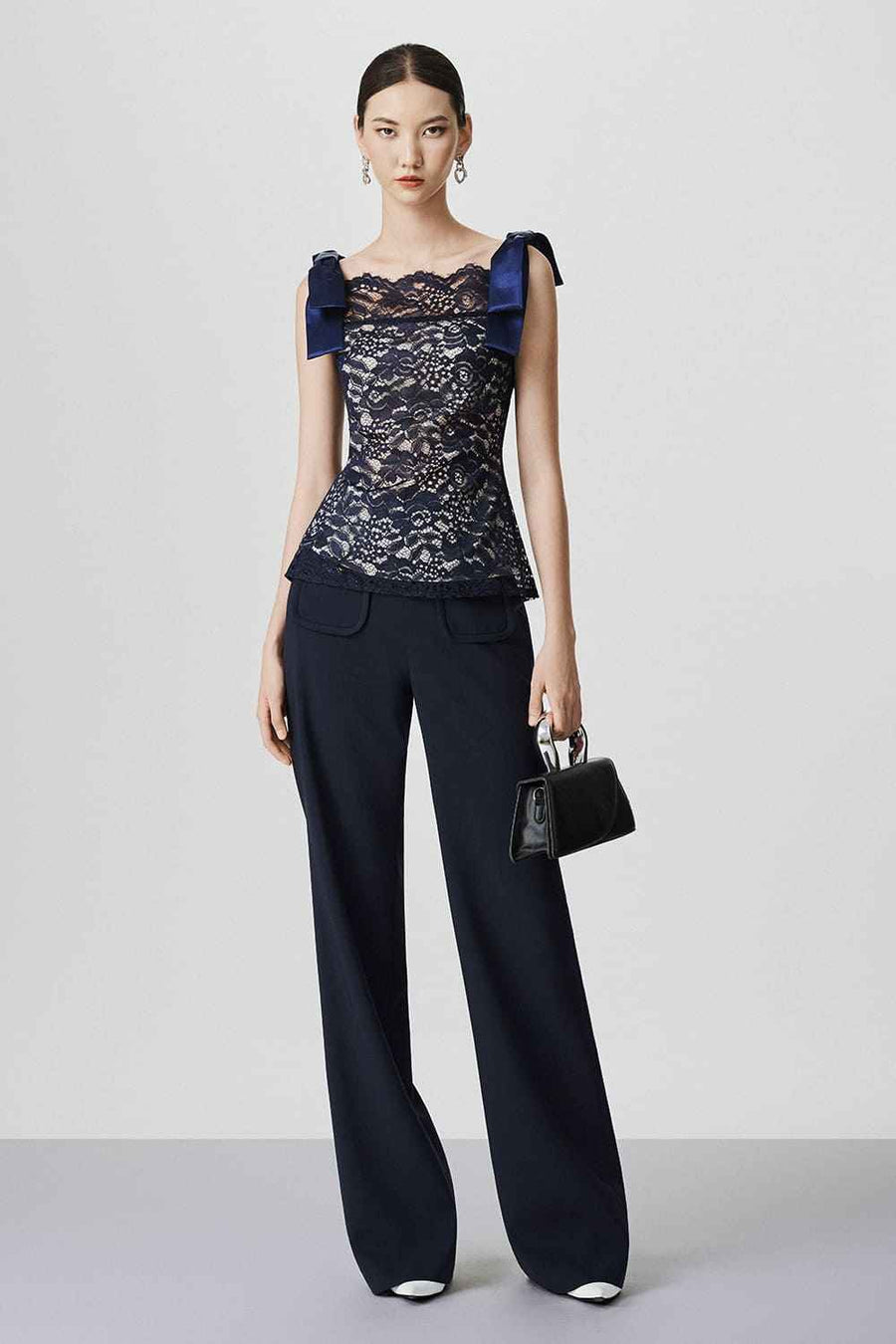 Nellie Peplum Bow Lace Top