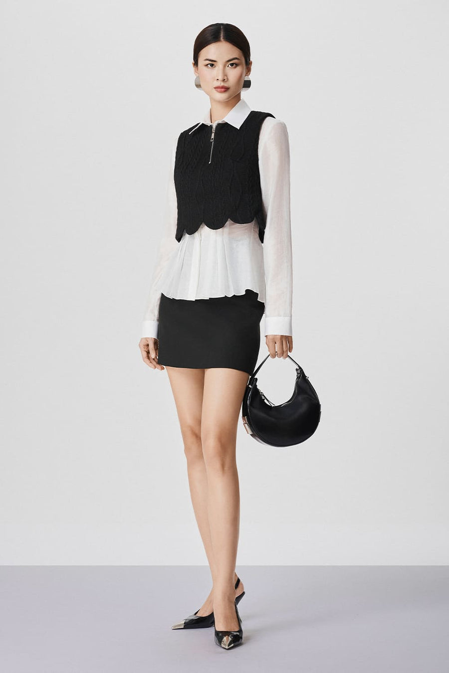 Promise Cropped Front Zipper Knit Top 1