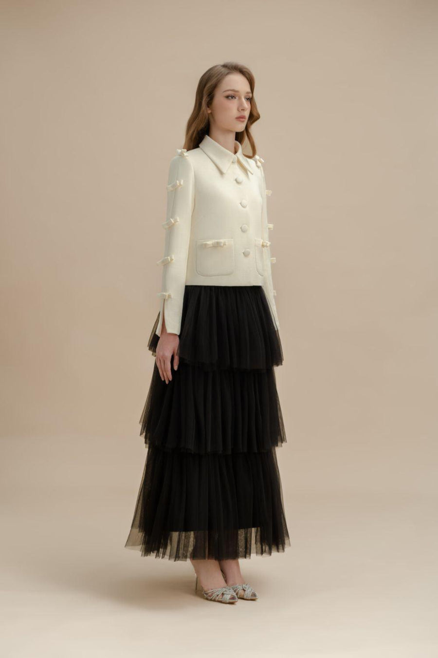 Gwyneth Layered Gathered Tulle Ankle Length Skirt Skirt LAMORIS