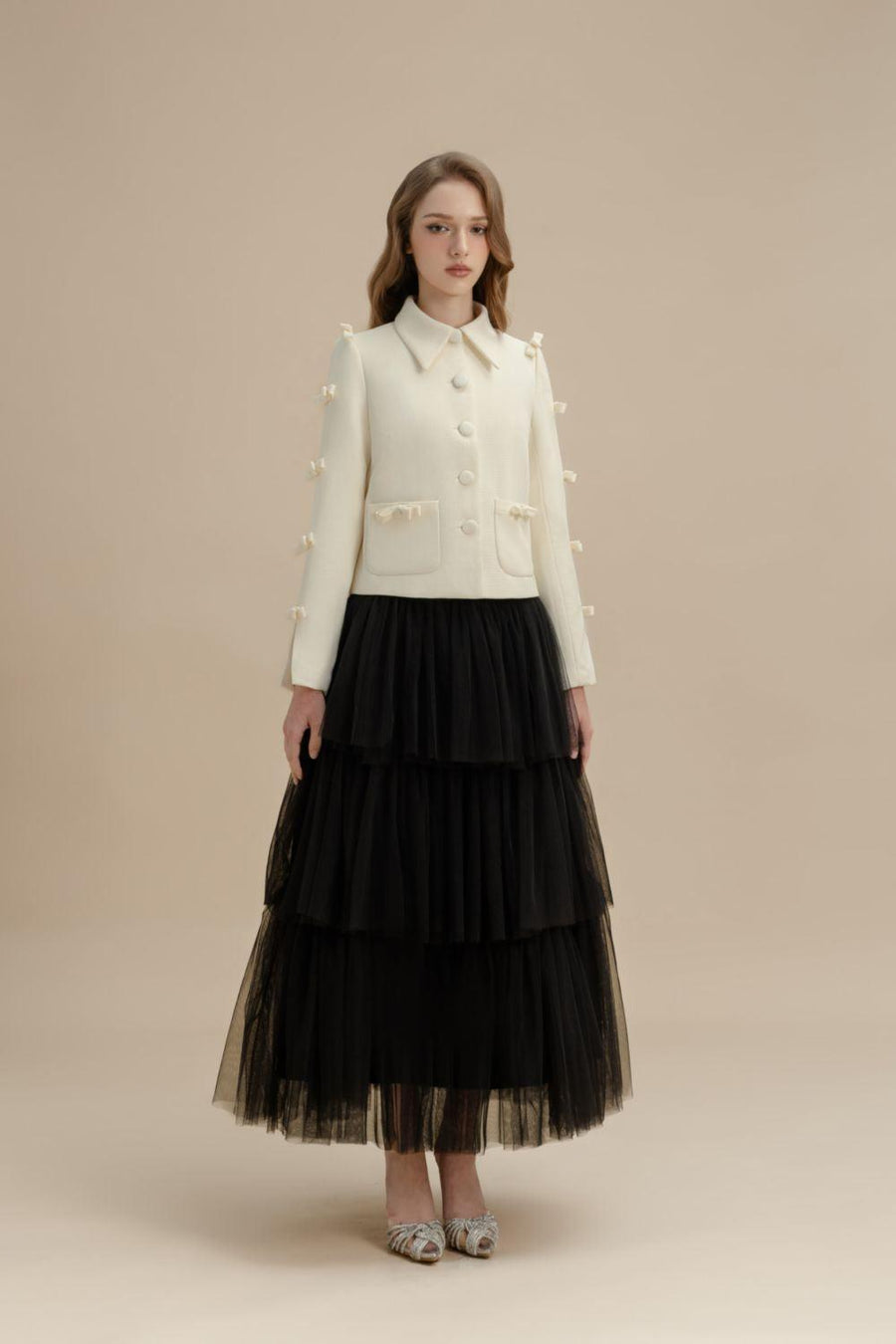 Gwyneth Layered Gathered Tulle Ankle Length Skirt Skirt LAMORIS