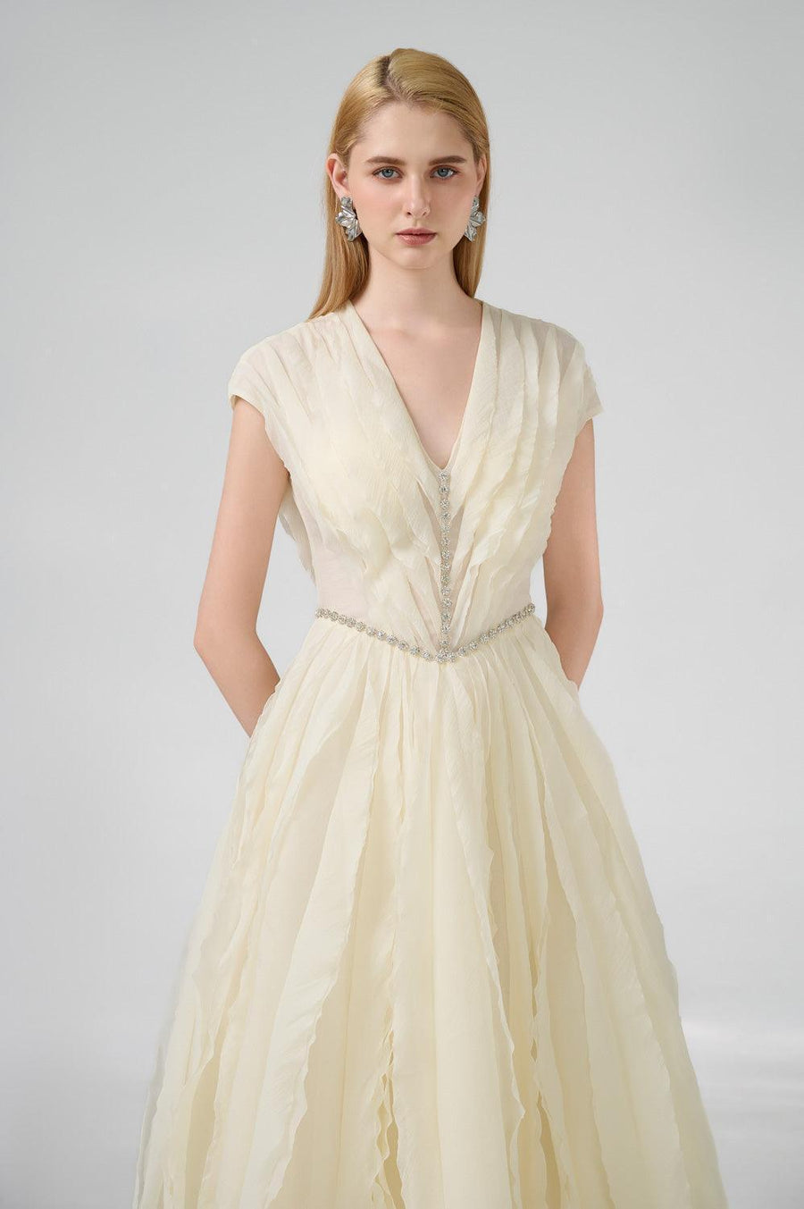 Hadassah Ball Gown V-Neck Organza Floor Length Dress 2