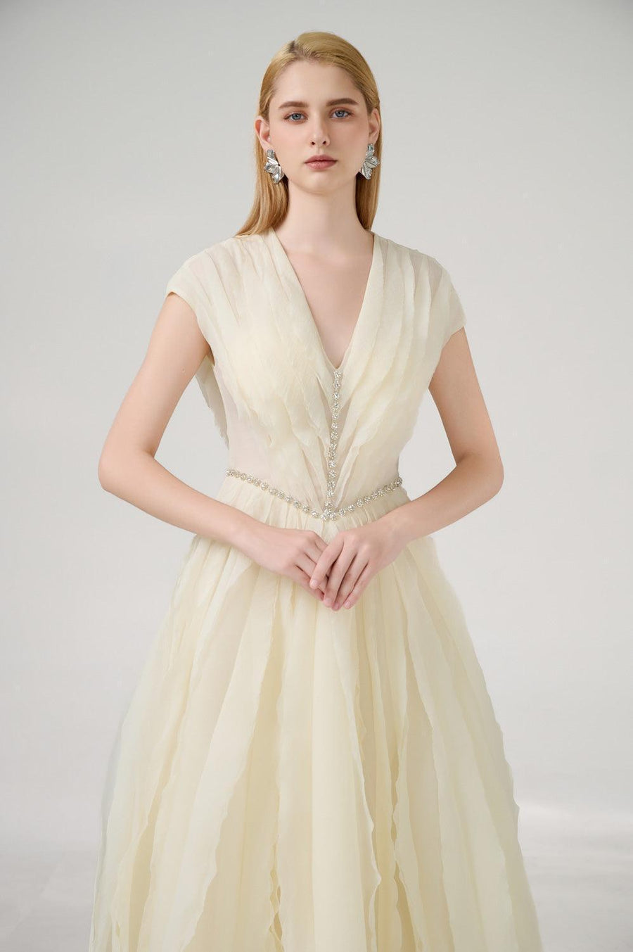 Hadassah Ball Gown V-Neck Organza Floor Length Dress 3