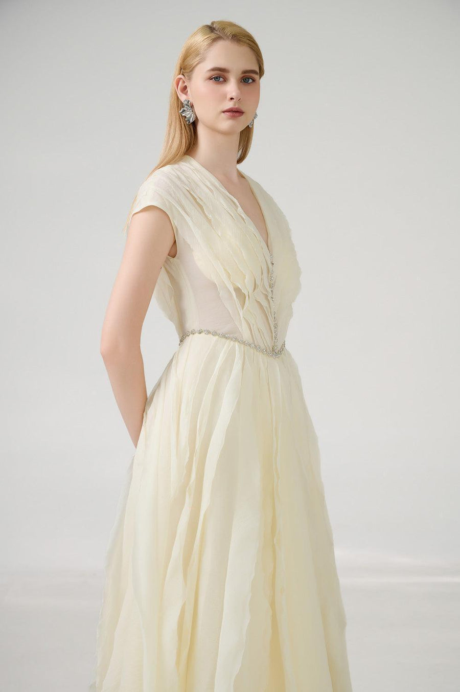 Hadassah Ball Gown V-Neck Organza Floor Length Dress 4