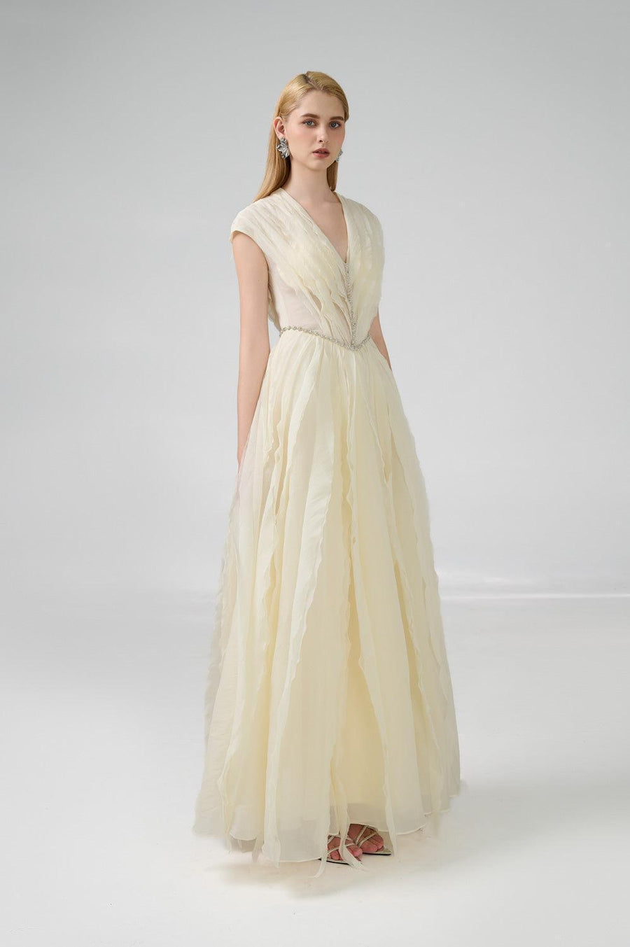 Hadassah Ball Gown V-Neck Organza Floor Length Dress 6