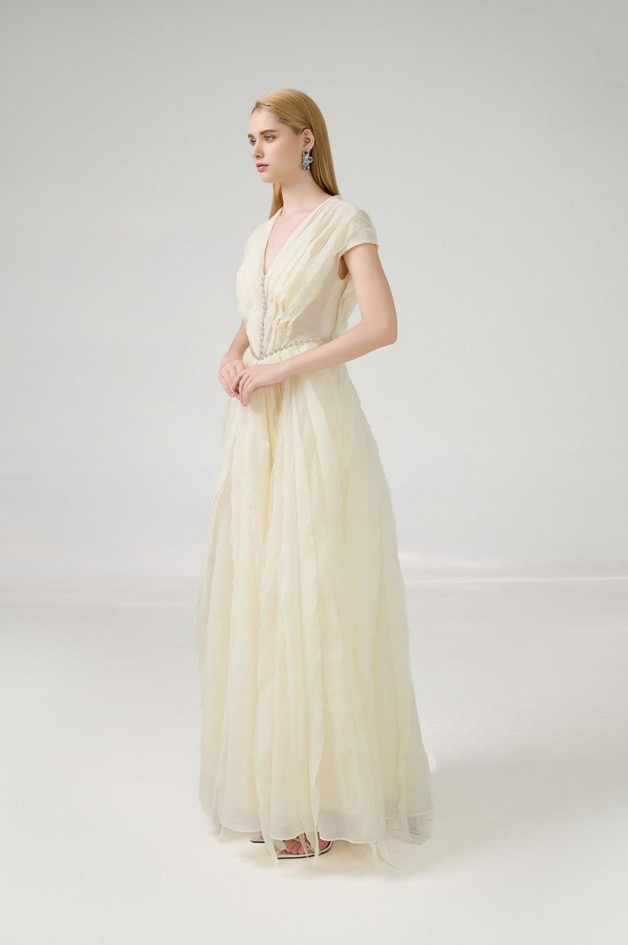 Hadassah Ball Gown V-Neck Organza Floor Length Dress 7