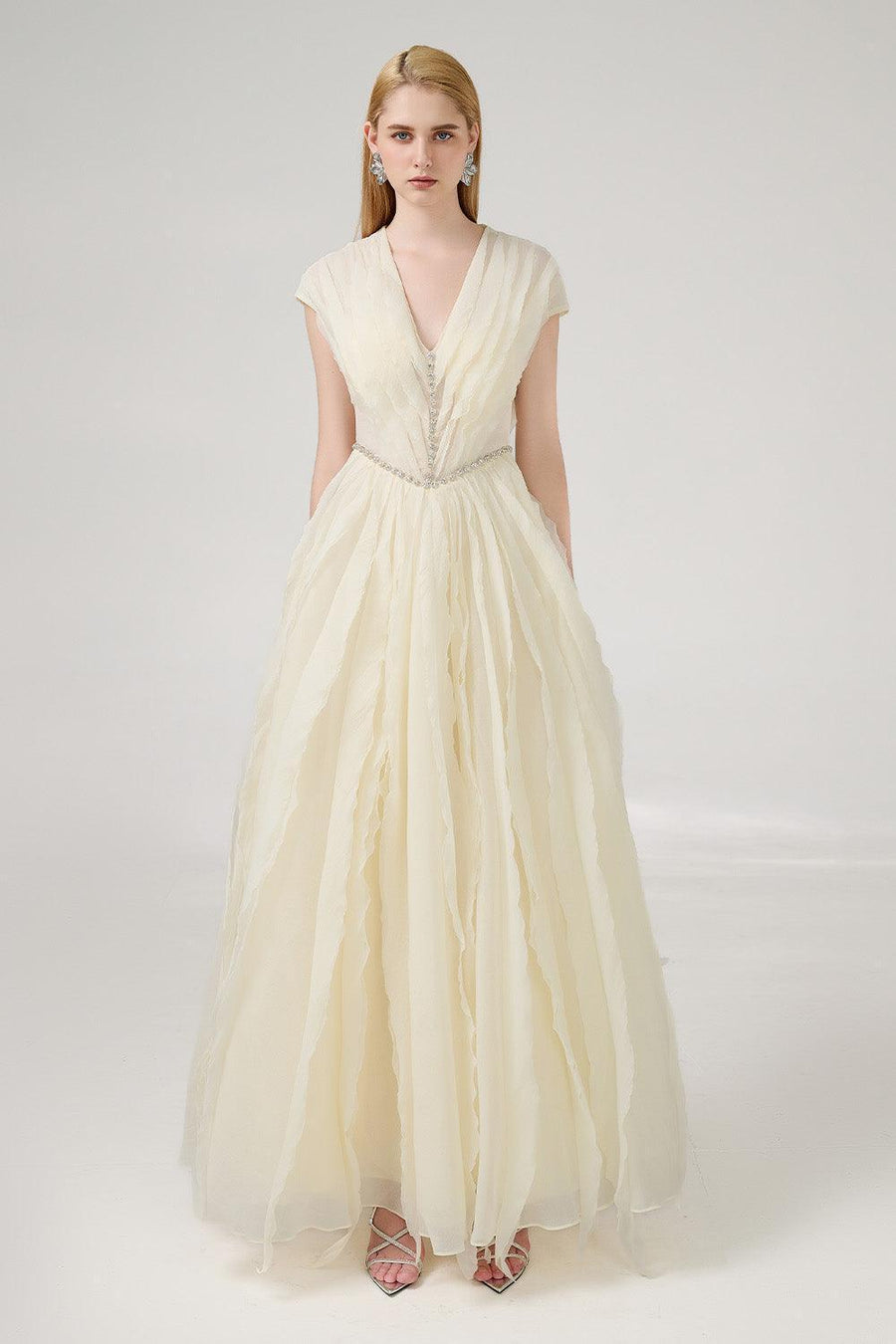 Hadassah Ball Gown V-Neck Organza Floor Length Dress 8