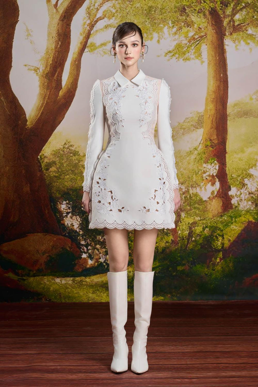 Hailey A-line Collared Neck Polycotton Mini Dress Mini Dress Rosee de Matin