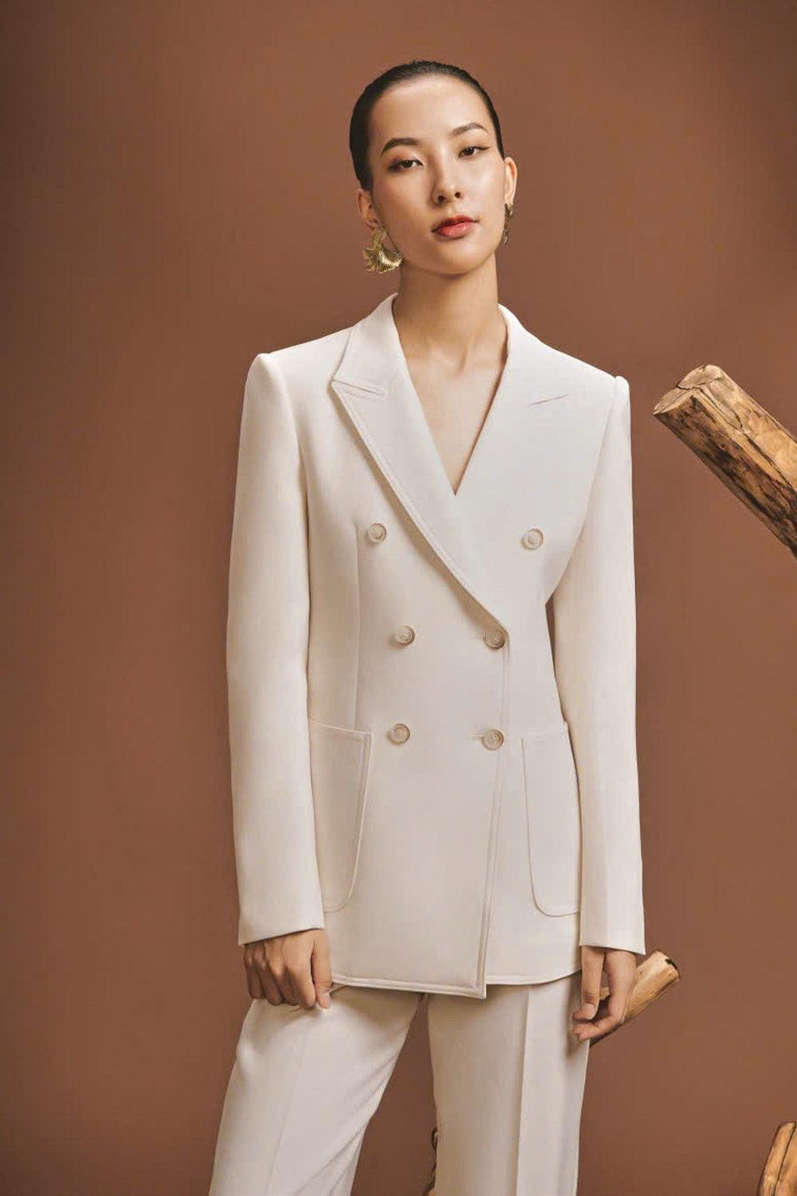 Halo Straight Double Breasted Wool Blend Blazer 2