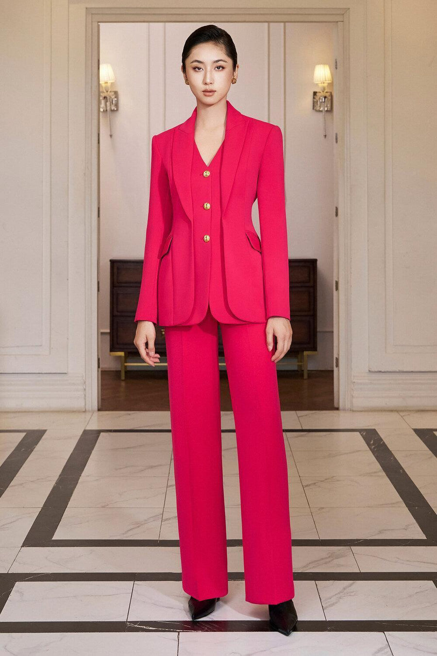Hanna Hourglass Layered Gabardine Blazer 6