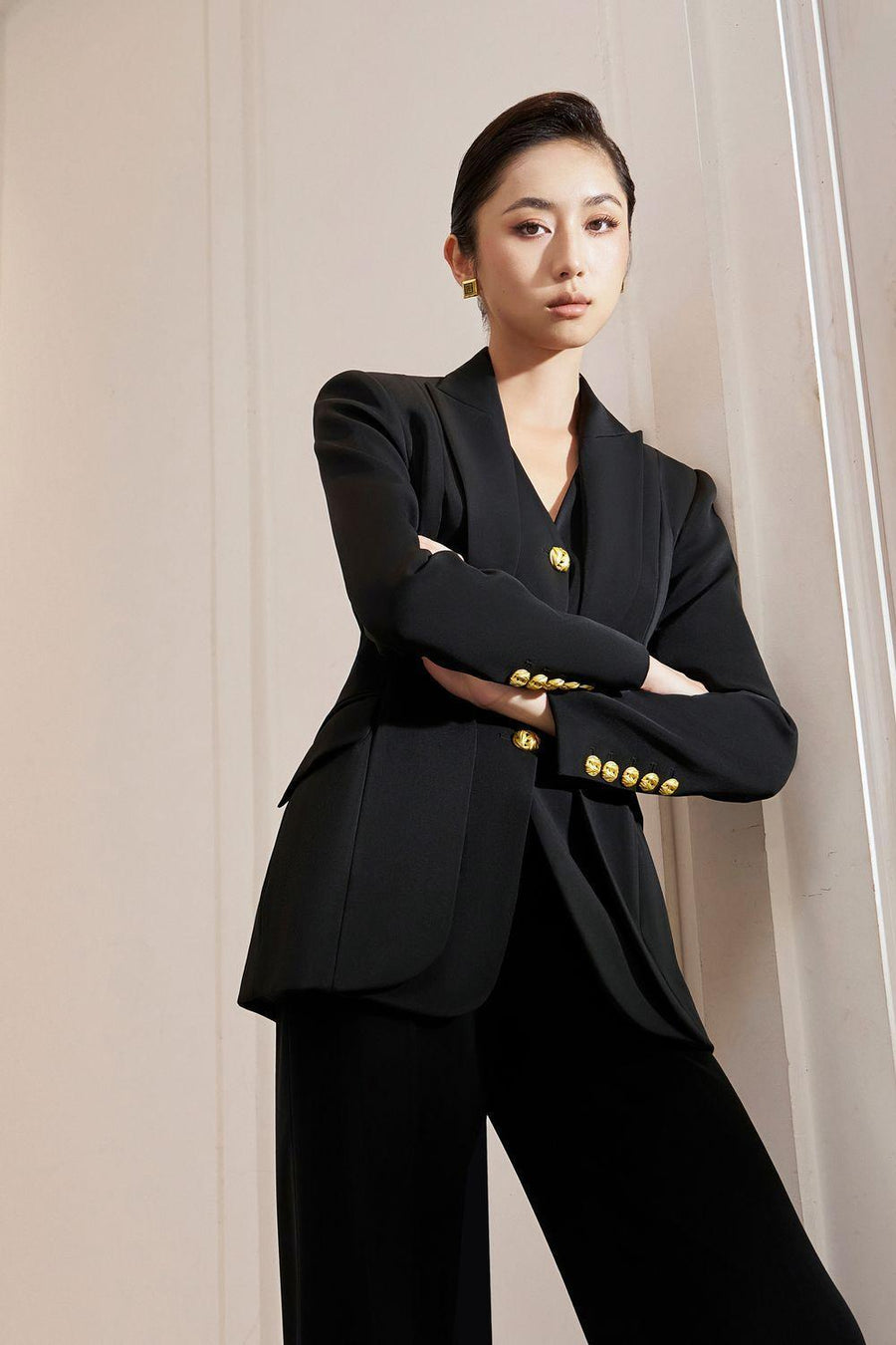Hanna Hourglass Layered Gabardine Blazer 16