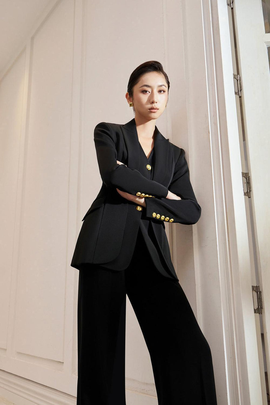 Hanna Hourglass Layered Gabardine Blazer 17