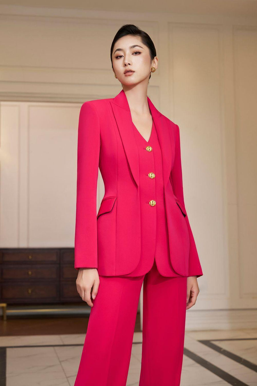 Hanna Hourglass Layered Gabardine Blazer 7