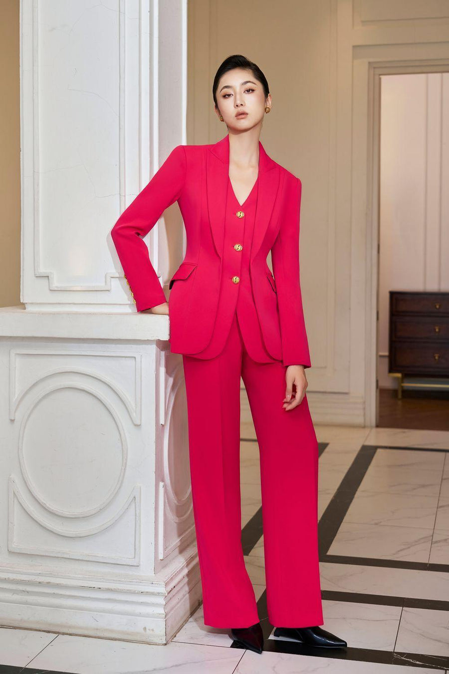 Hanna Hourglass Layered Gabardine Blazer 10