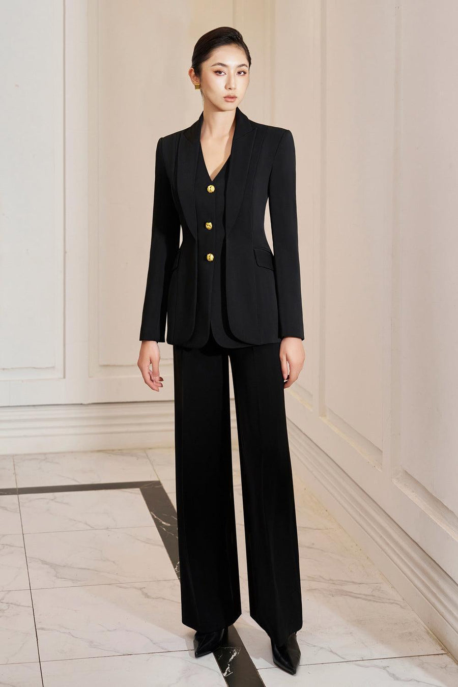 Hanna Hourglass Layered Gabardine Blazer 11