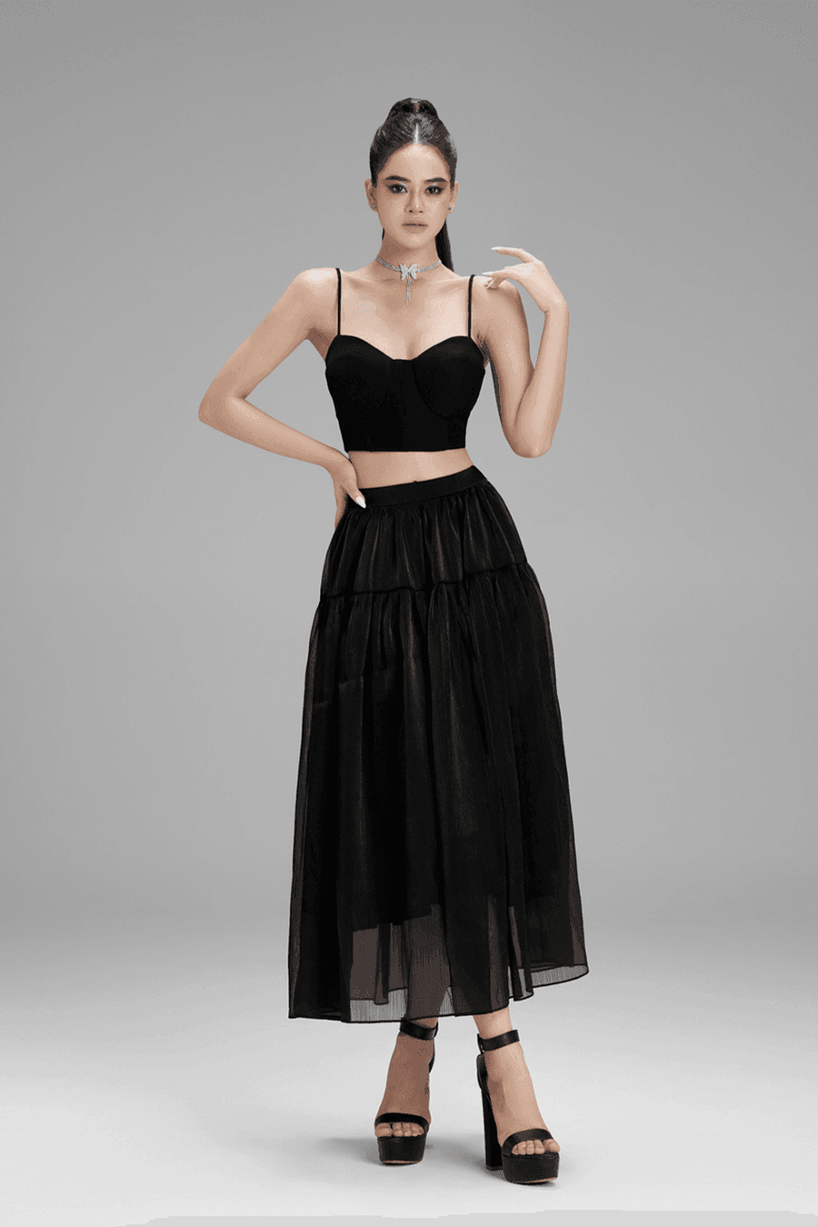 Hannah Cropped Spaghetti Strap Polycotton Top Crop Top Cordia