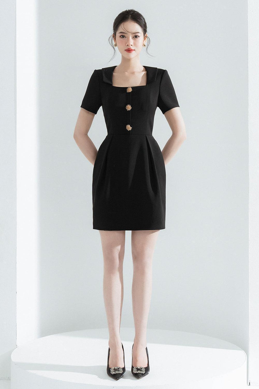 Harper Sheath Square Neck Polycotton Mini Dress Mini Dress Cordia