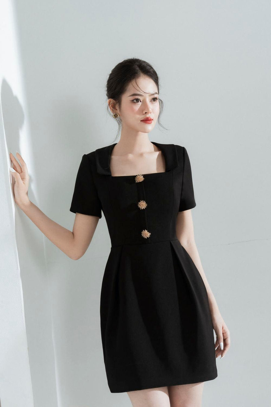 Harper Sheath Square Neck Polycotton Mini Dress Mini Dress Cordia