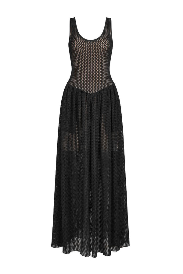 Hartman A-line Scoop Neck Mesh Lace Floor Length Dress