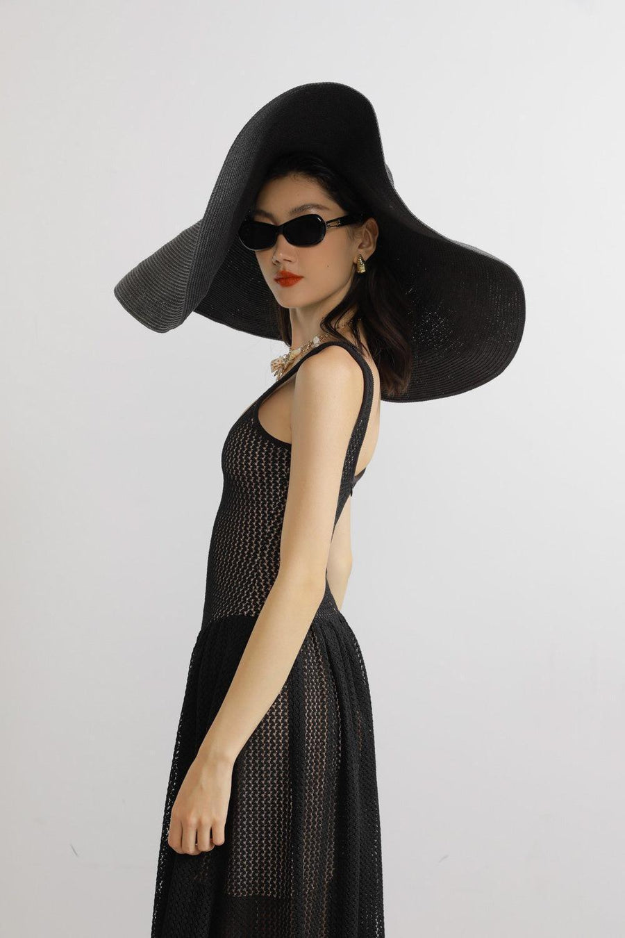 Hartman A-line Scoop Neck Mesh Lace Floor Length Dress Maxi Dress LASSY