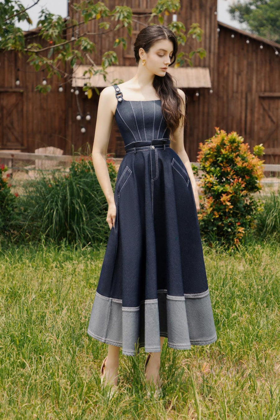 Havana Bodycon Square Neck Denim Crop Top 14