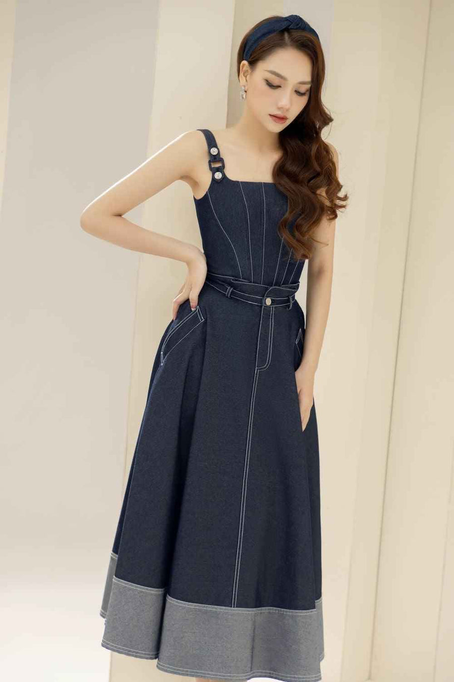 Havana Bodycon Square Neck Denim Crop Top