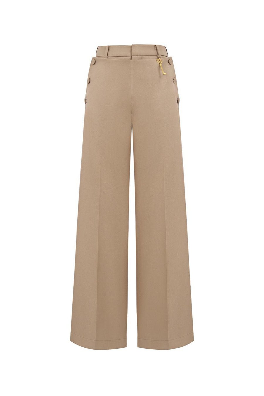 Hazel Straight Button Chino Floor Length Trousers Pants LaLING