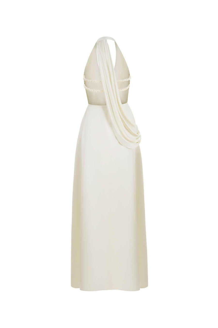Heidi Halter Draped Silk Satin Maxi Dress 8