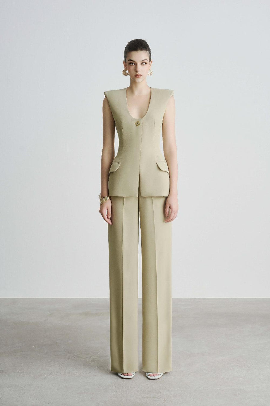 Helen Straight Wide Leg Polyester Floor Length Pants Pants Maison des Copains