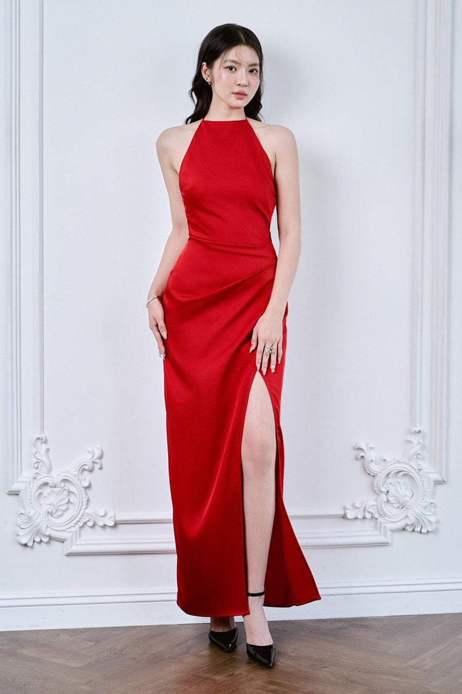 Helga Slit Sleeveless Silk Ankle Length Dress Maxi Dress Larmes