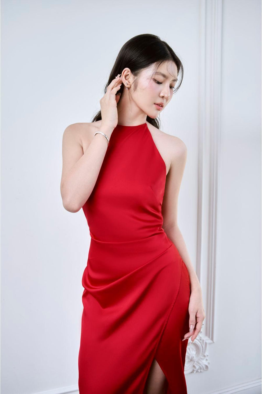 Helga Slit Sleeveless Silk Ankle Length Dress Maxi Dress Larmes