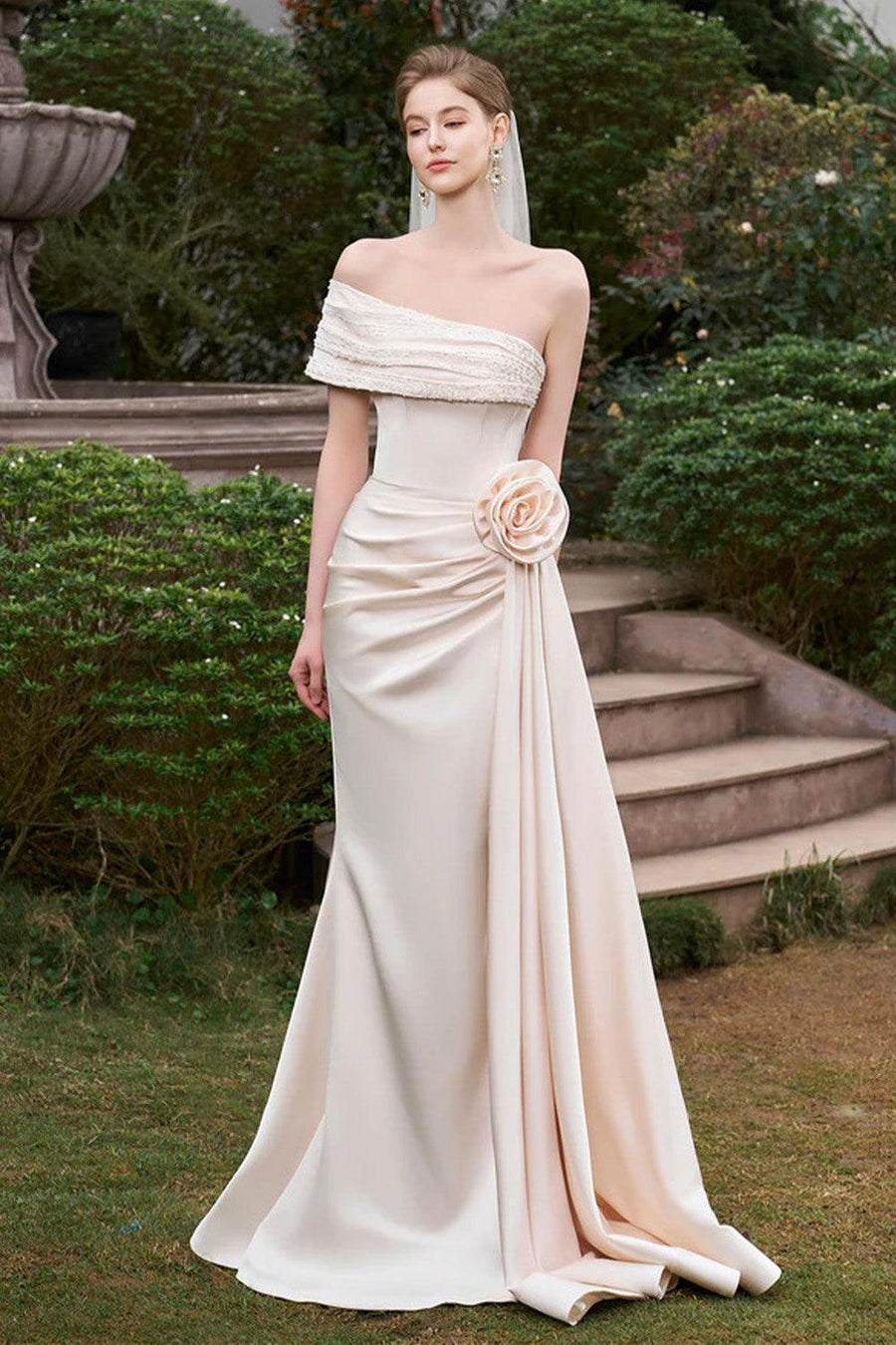 Henrik Mermaid Asymmetric Sleeved Silk Floor Length Dress Gown Dress I.H.F Atelier
