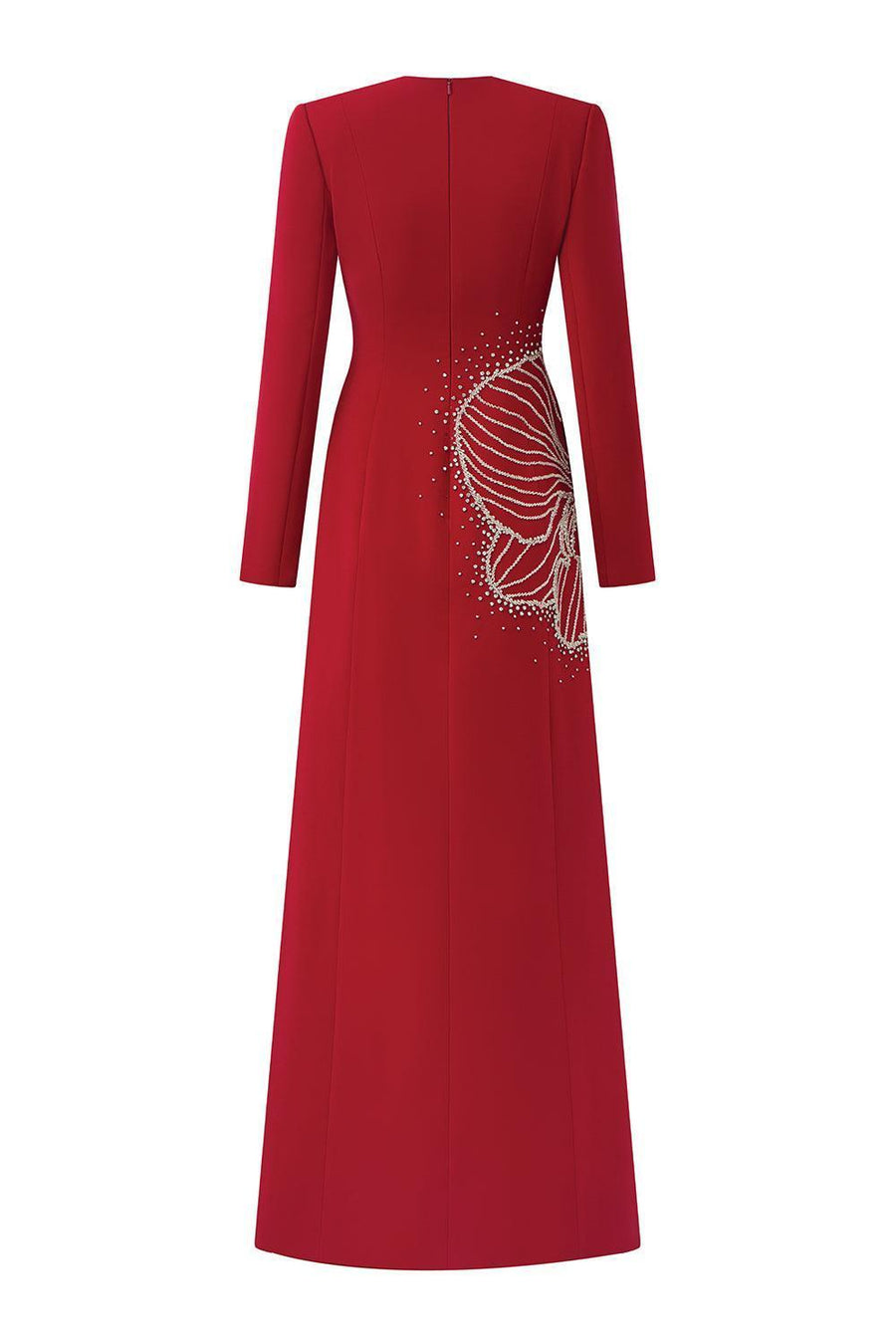 Heritg Sheath Long Sleeved Velvet Satin Maxi Dress 3