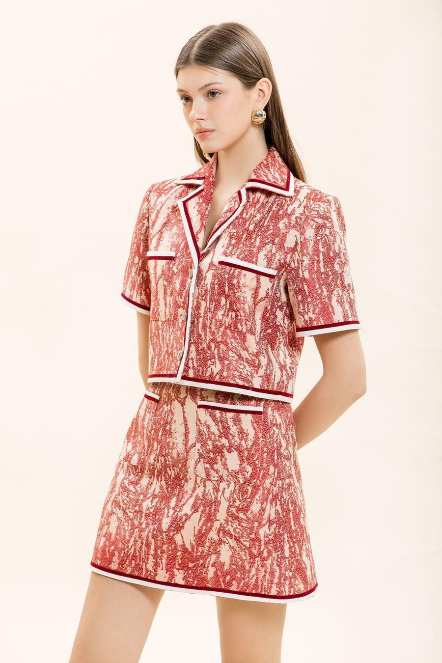 Hermione Cropped Notch Lapel Taffeta Shirt 2